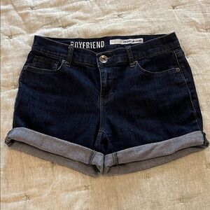 DKNY Dark Blue Rolled Cuff Boyfriend Jean Shorts
